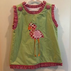 Sweet Teas Girls Flamingo Green Gingham Outfit Size 6